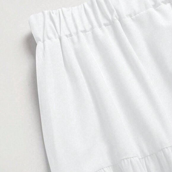 White Casual Women's Multi-Layered Ruffle Hem Long Skirt - Picture 5 of 7